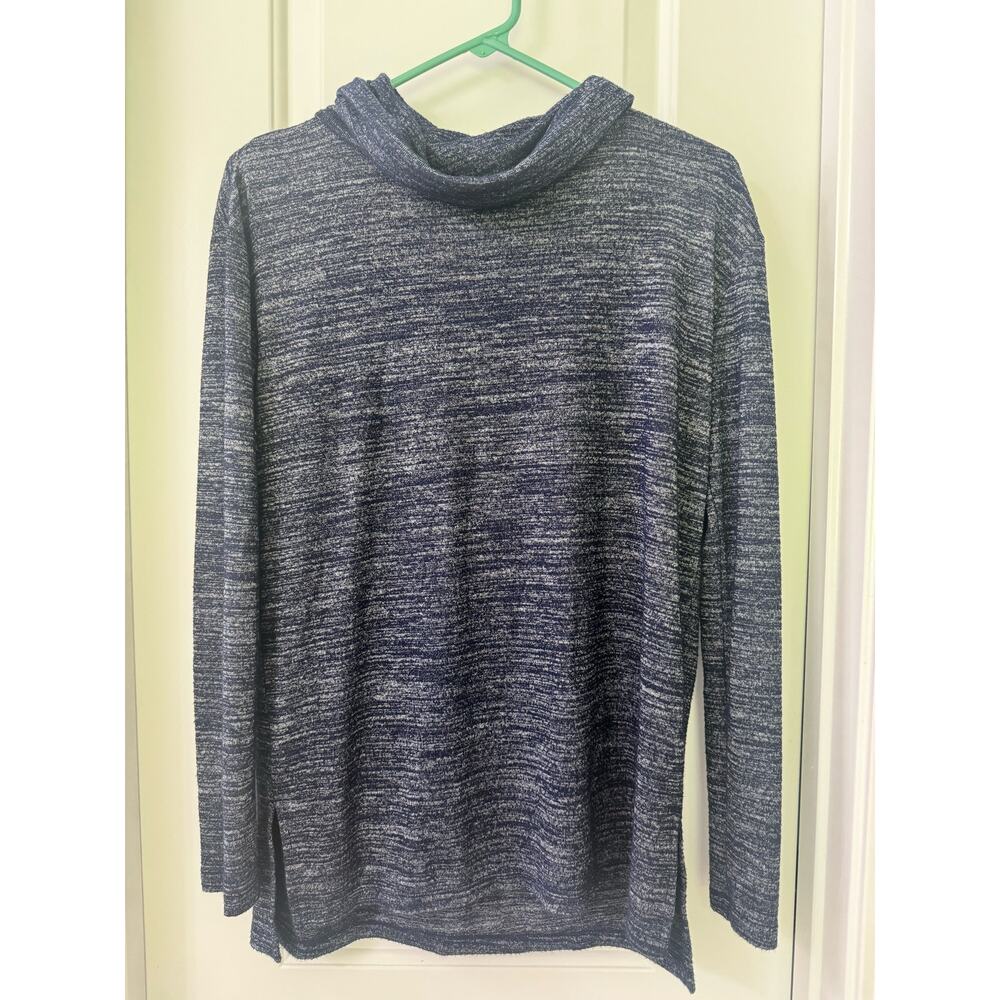 GAP Softspun Cowl-Neck Long/ Sleeve Top, Blue, XS